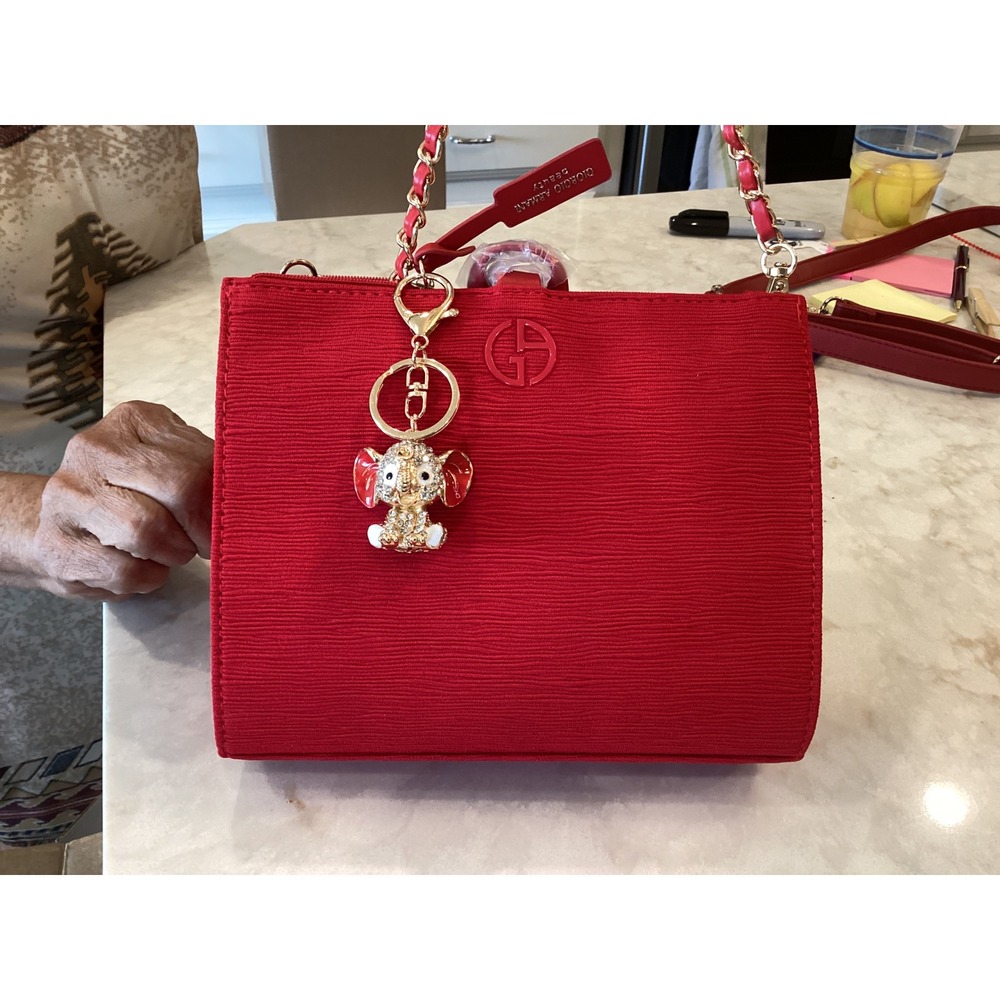 Georgio Armani Beauty Luxury Designs Crossbody Bag,‎ Chain Strap, Elephant Charm